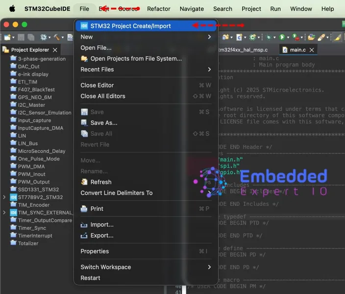Open STM32CubeIDE, select your workspace and click on Launch