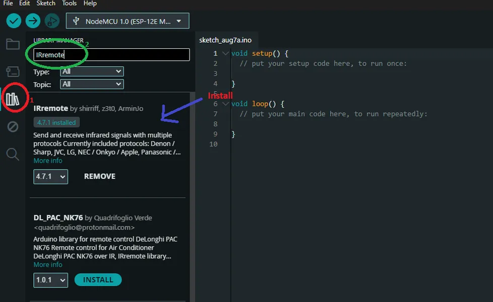 Install arduino library
