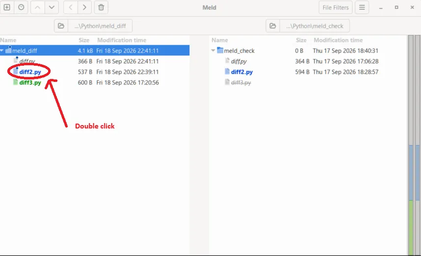 Meld แสดงผลเปรียบเทียบ Folder