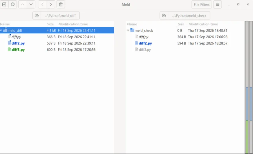 Meld ผลการเปรียบเทียบ Folder