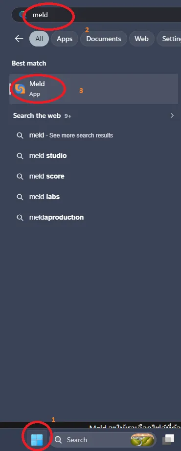 Call meld with windows menu